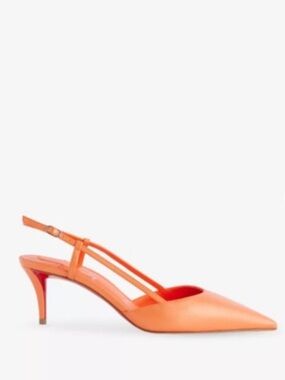 Christian Louboutin Miss Z Sling Leather Heels 60MM Magma Orange 38